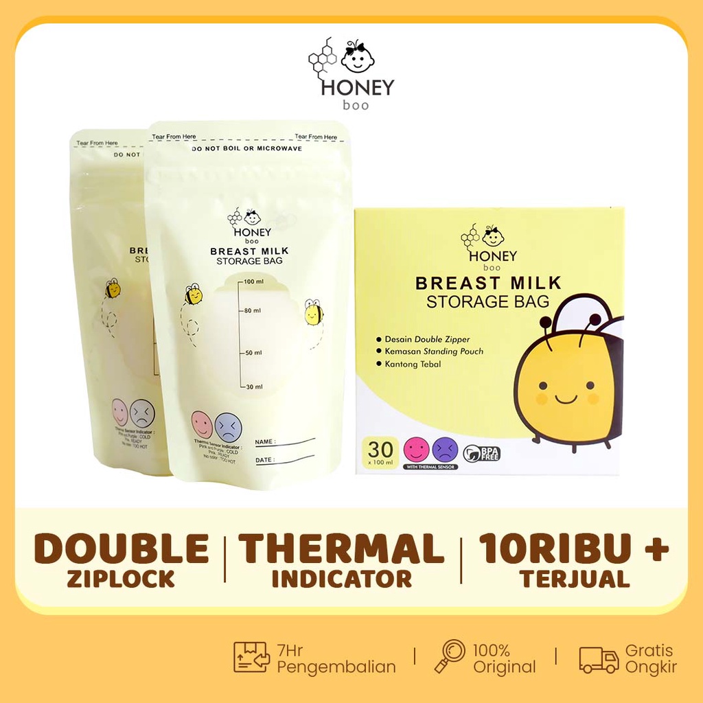 honey boo   kantong asi breast milk plastik asi 100ml dan 200ml