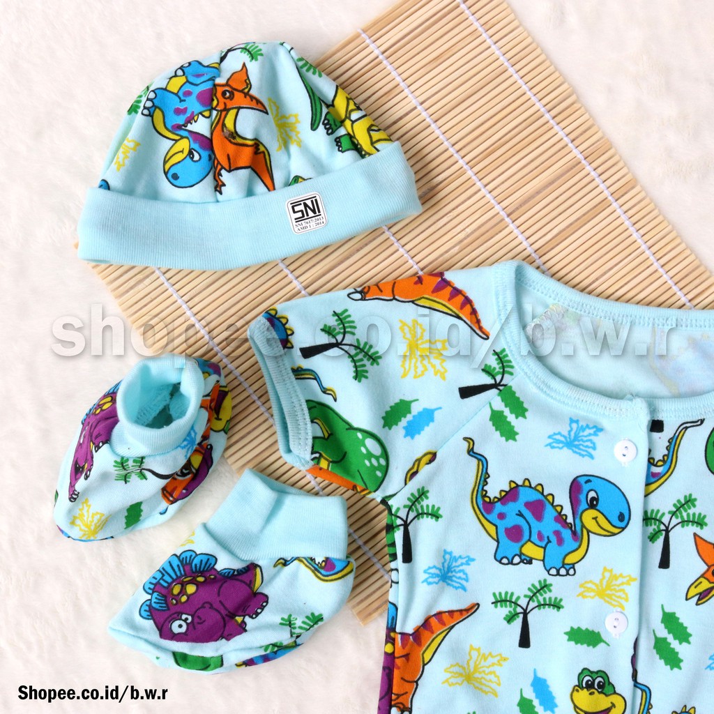 Setelan Anak Bayi LITTLE J | Baju Romper Kodok Pendek Jumper + Topi + Sarung Kaki - Bwr IX