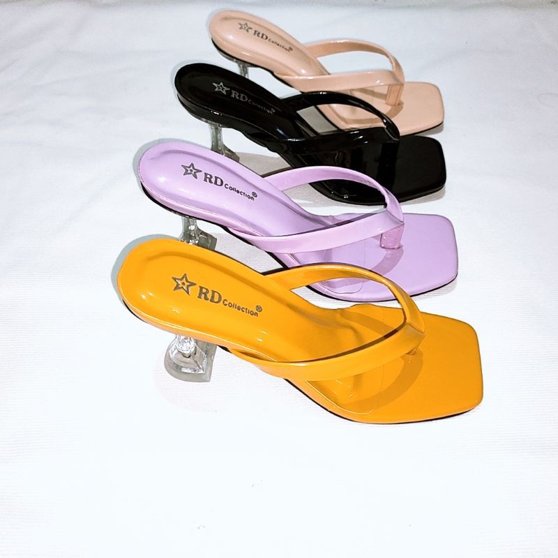 Heels Kekinian sandal pesta wanita jepit hak kaca runcing viral Heels Kekinian Wanita Hak Kaca