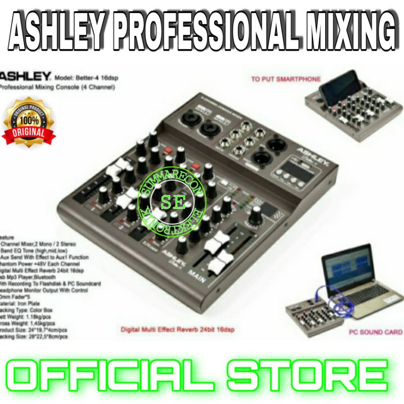 mixer ashley 4 channel original ashley better 4 dsp usb bluetooth recording