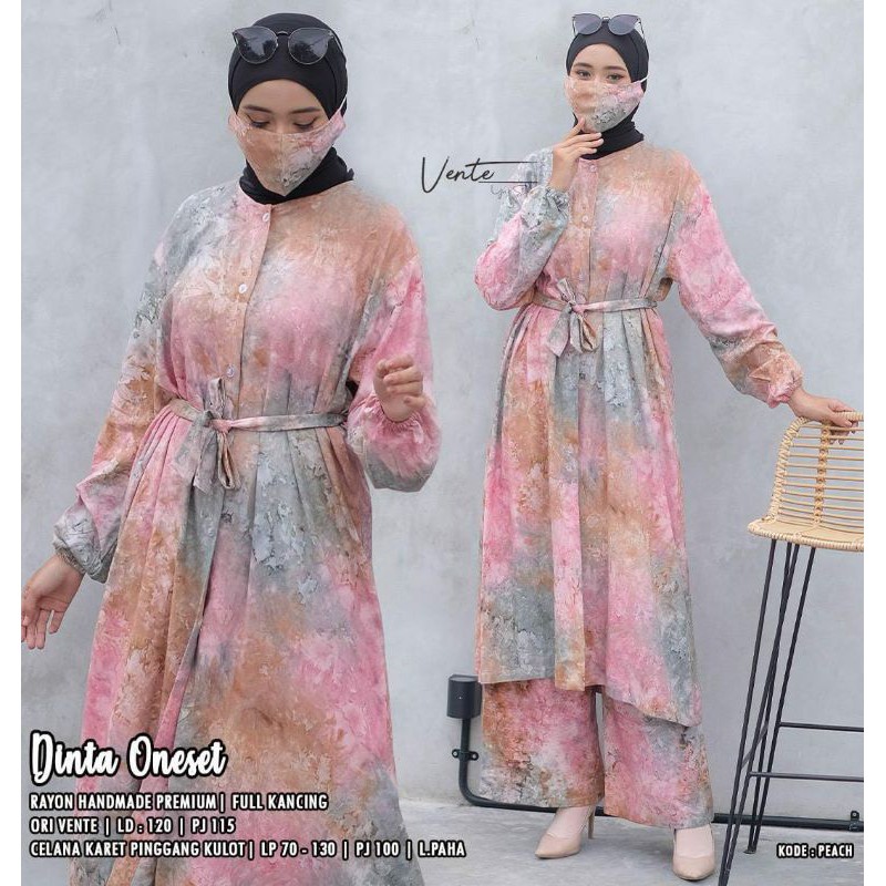 DINTA ONE SET BY VENTE | BAJU SETELAN LONG TUNIK JUMBO MOTIF TIEDIE TRENDY MURAH
