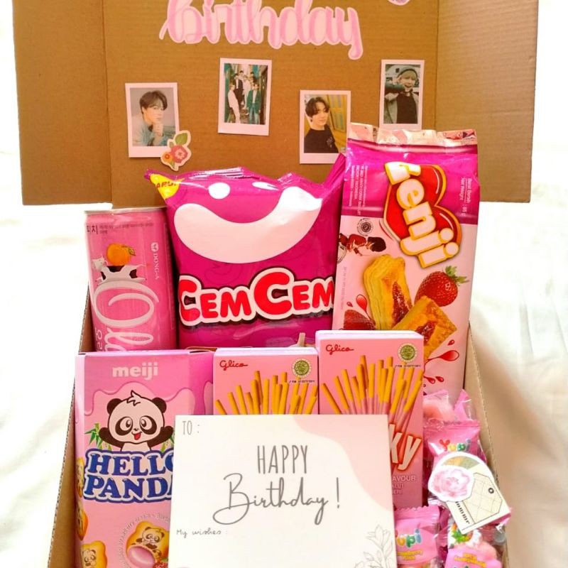 

[Pink] Large SNACK Gift Box Paket Hadiah Ulang tahun Wisuda Hampers Pernikahan Anniversary