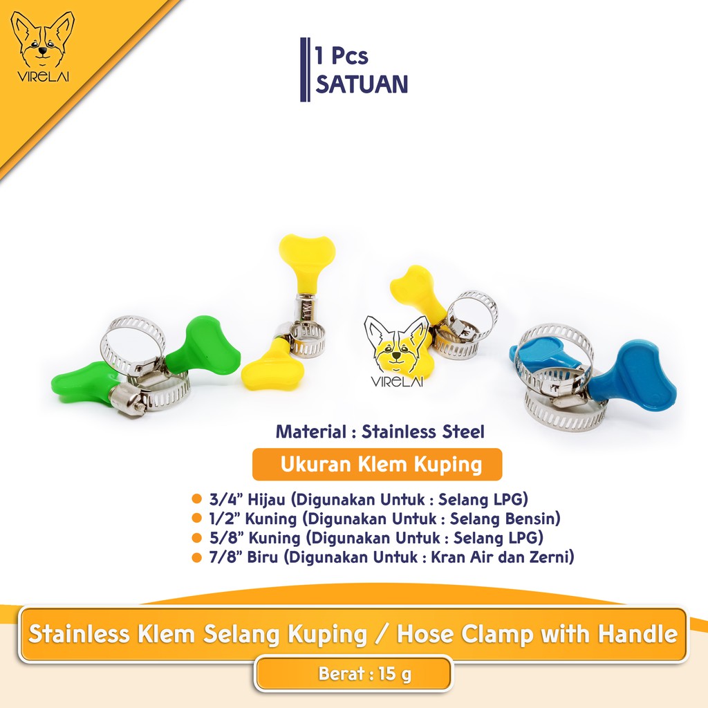 Klem Selang Kuping Kepala Plastik Stainless / Klem Gas LPG / Hose Clamp Handle (1/2&quot;; 3/4&quot;; 5/8&quot;; 7/8&quot; ; 1&quot;) [TW]