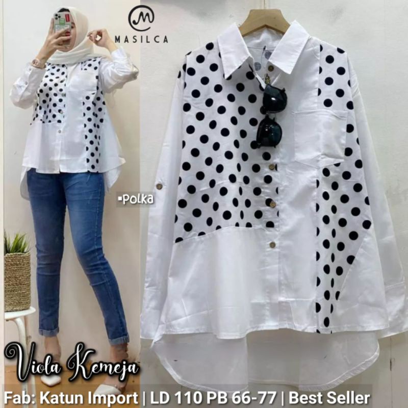 Blouse Wanita Terbaru / Kemeja Blouse Wanita Korean Style / Blouse Kekinian / Viola Viona Blouse By Masilca / Baju Atasan Wanita Best Seller-5
