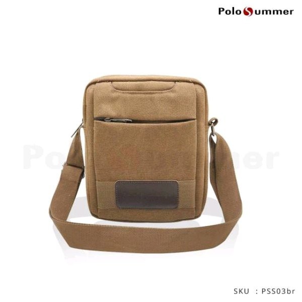 Tas slempang pria Polo Summer Original PS2 brown tas kerja pria