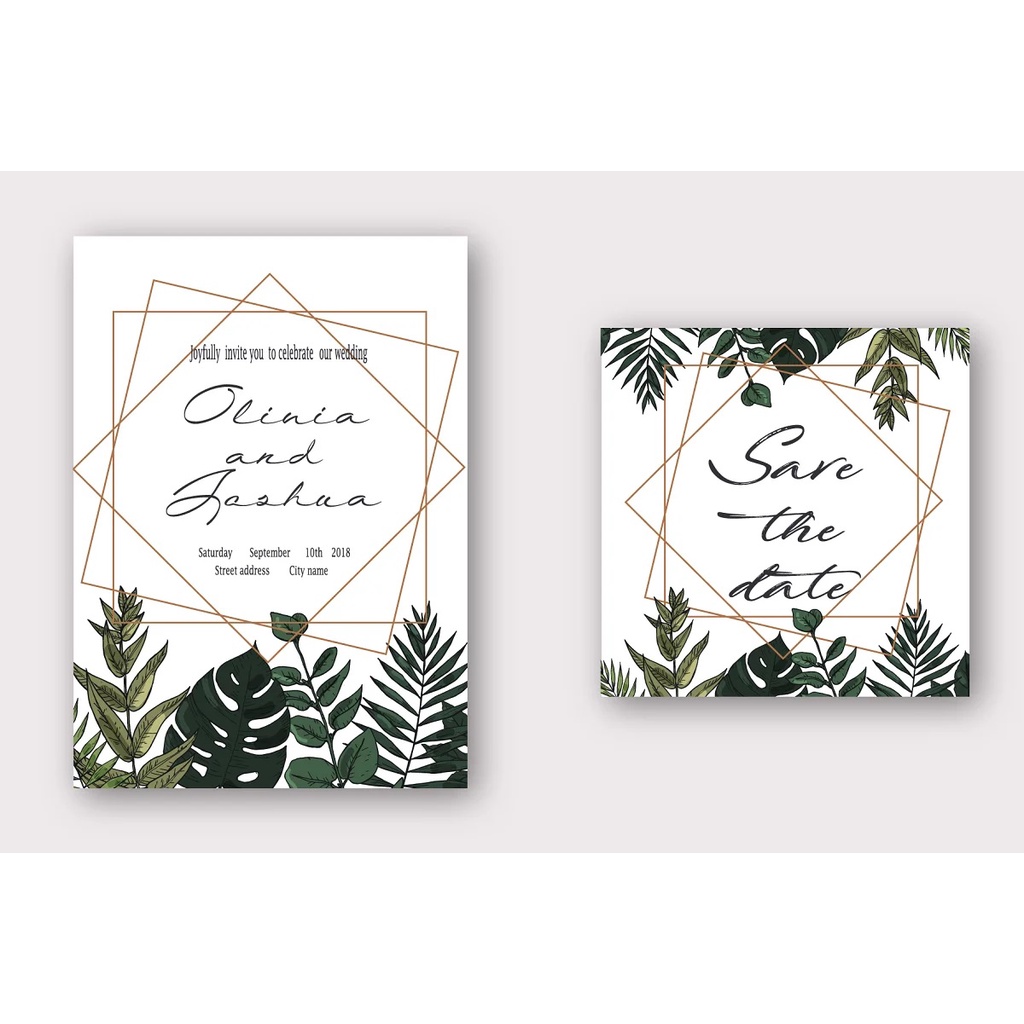 Tropical Leaves Wedding Set - Vector Designs