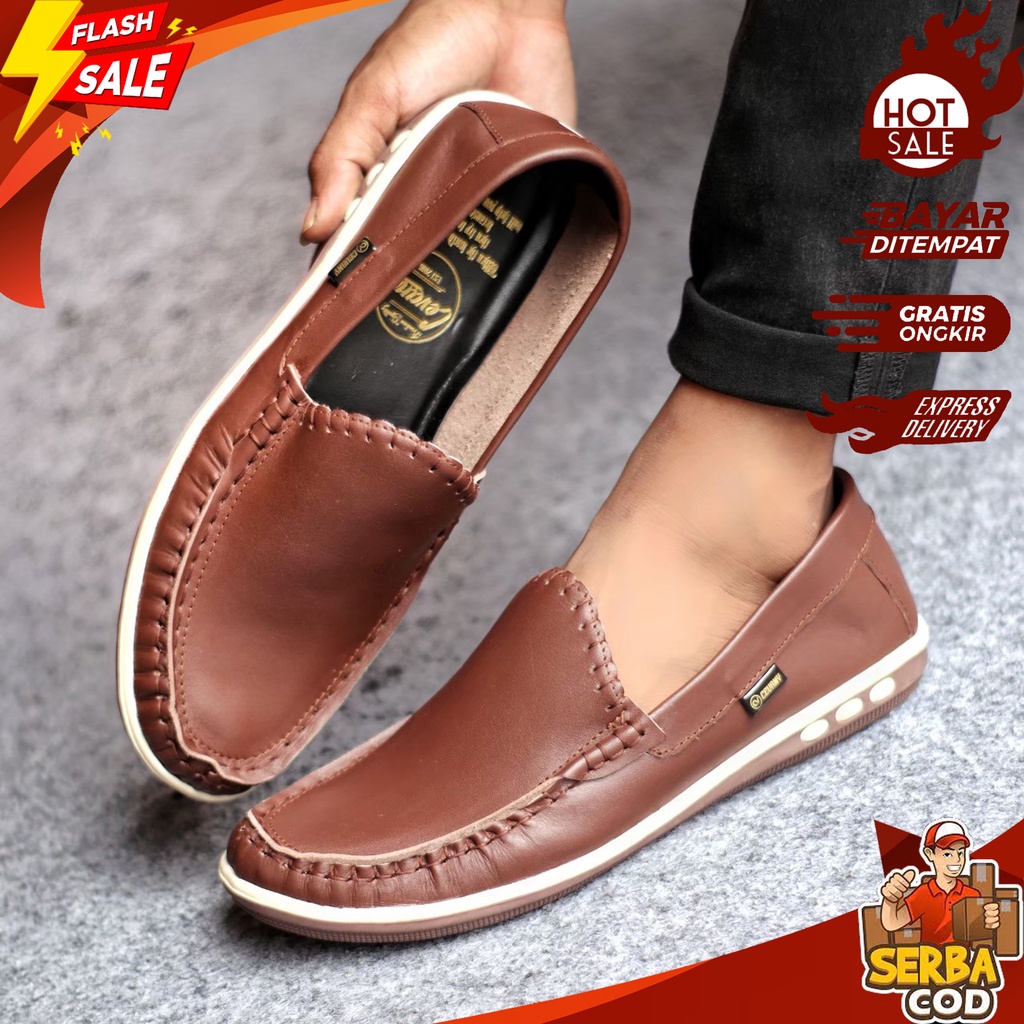 MYTH 021 - Sepatu Casual Slip On / Mules Pria Bahan Kulit Sapi Asli Kualitas Premium - Sepatu Pantof