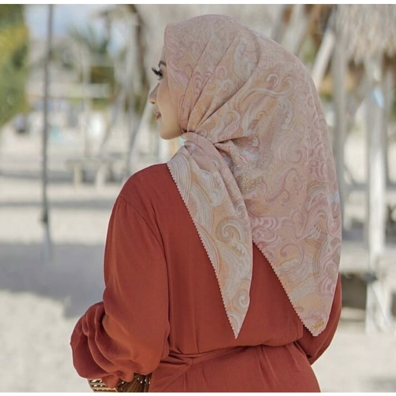 wave series buttonscarves peach (preloved)