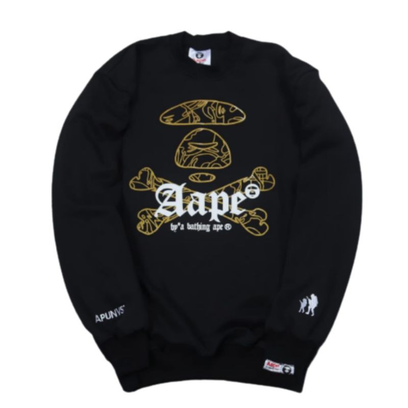Sweater crewneck AAPE BY A BATHING APE script fleece crewneck BAPE