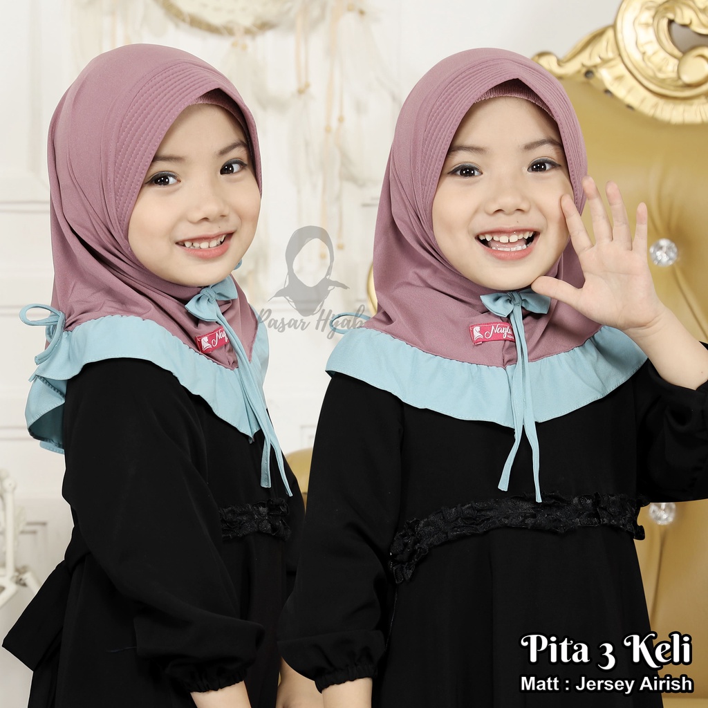 Hijab Instan Anak PITA 3 KELI Jersey Airis Original Nayla Hija'b Kerudung Anak Pita Pasar Hija'b