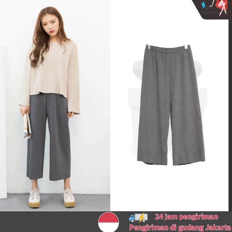 Stok Banyak 8GFZT Celana Wanita Celana Korduroi Lebar Kaki Wanita Hamil Celana Lebar Kaki Longgar Lu