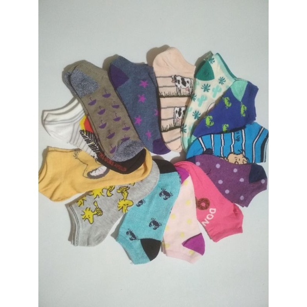 (PAKET 3 PASANG)RANDOM KAOS KAKI SEMATA KAKI/ANKLE SHOCKS/SHORT SHOCKS MOTIF CEWEK