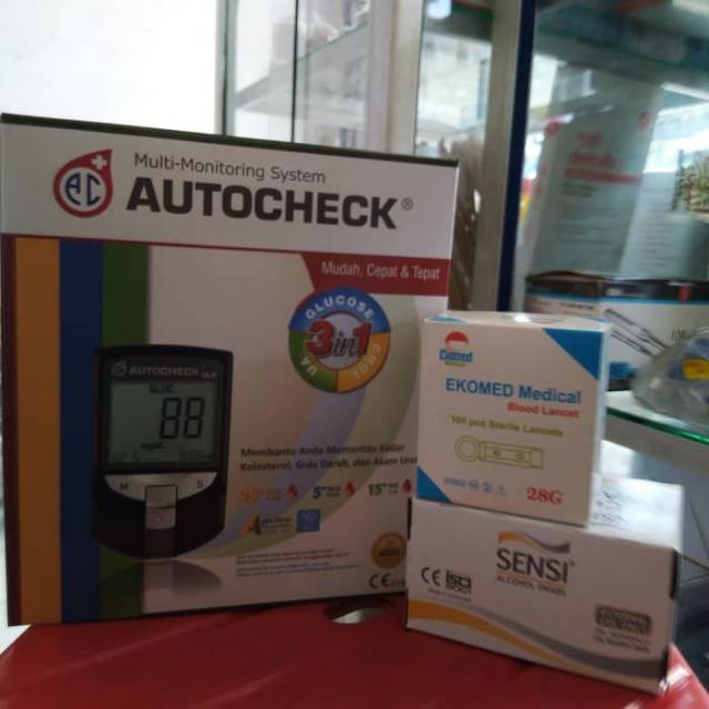Paket Alat Autocheck GCU + Lancet + Alkohol Swab