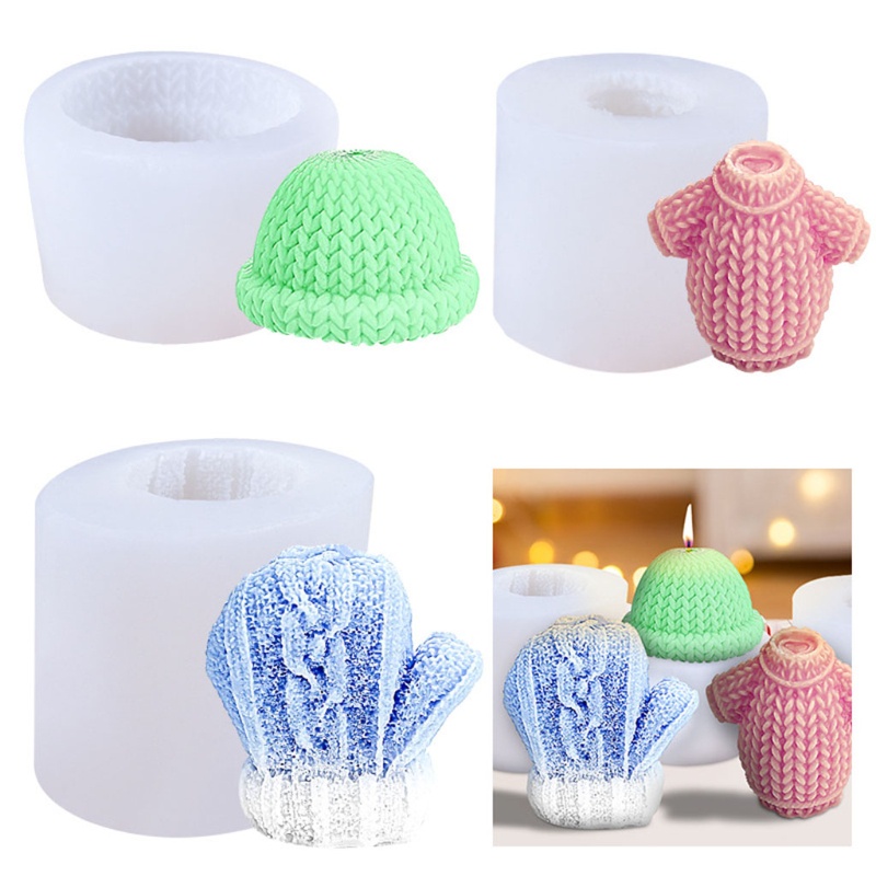 Zzz 3pcs Cetakan Plaster Silikon 3D Tema Natal Untuk Membuat Sweater Wol / Topi / Sarung Tangan