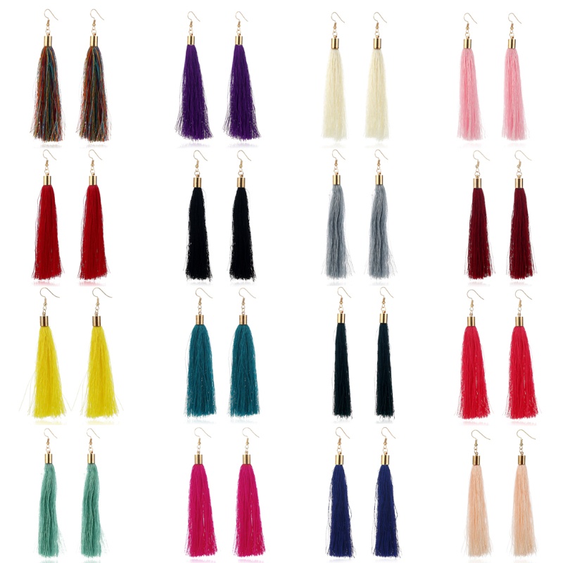 SIY  16 Pairs/Bag Tassel Earrings Women Jewelry Long Drop Bohemian Dangle Mixed Color