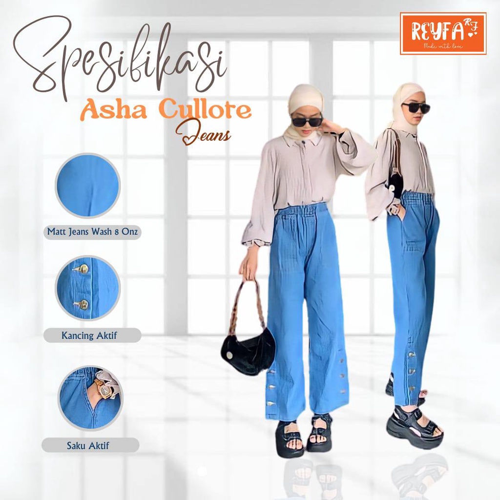 Kulot jeans wanita Asha Cullot Jens by Reyfa