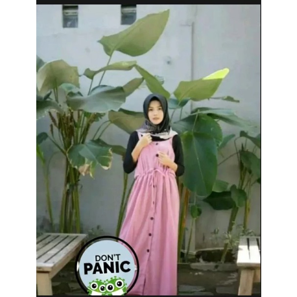 Gamis Wanita Dewasa Overall Muslimah Kekinian Bahan Moscrepe