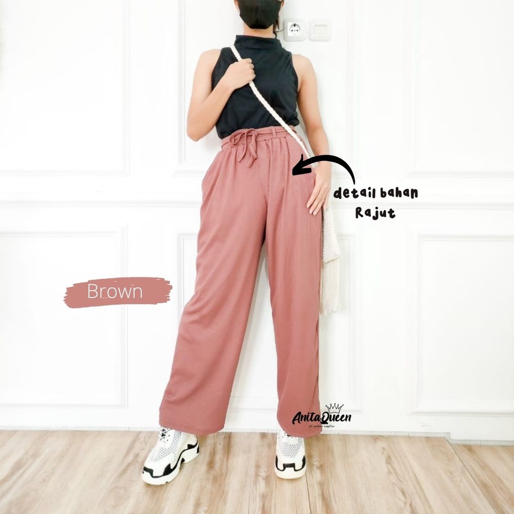 KULOT RAJUT HIGH WAIST ORI TEBAL PREMIUM / CELANA KULOT RAJUT KNIT PANTS KOREA STYLE