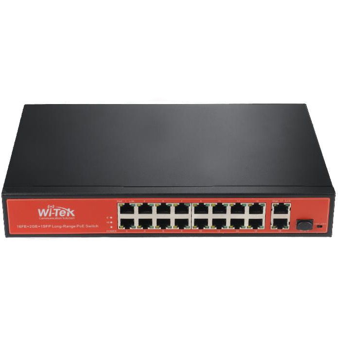 Wi-Tek WI-PS518G 16FE+2GE+1SFP Ports 48V PoE Switch with 16-Port PoE Witek