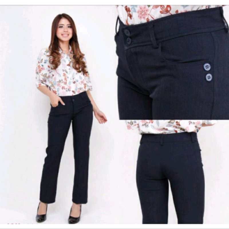 Celana Kerja Wanita Resleting By De Demost Ori