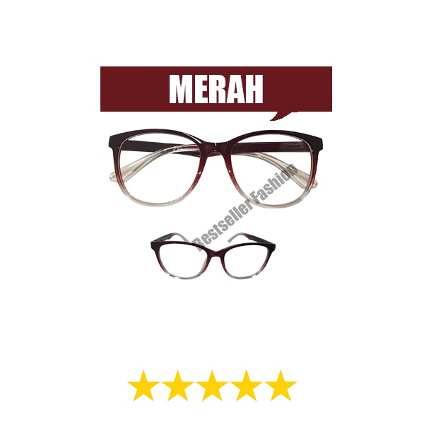 Kacamata Frame Retro Terbaru Oval Wanita Pria Import Kacamata Fashion Korea Kacamata Gaya Unisex Bingkai Gradasi FREECASE