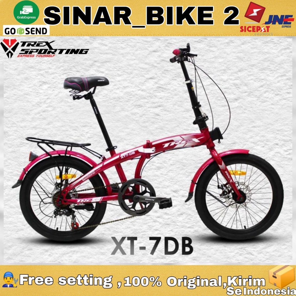 Sepeda Lipat 20 Inch TREX XT-7 DB Double Discbrake 7 Speed Shimano