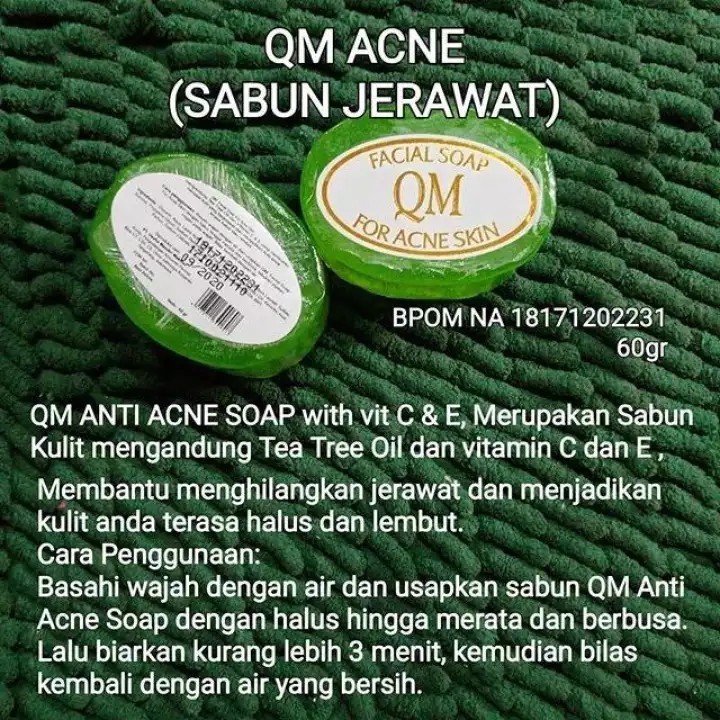 [ORI] QM SABUN ACNE HIJAU | Facial Soap Anti Acne Mengobati dan Mencegah Jerawat Membandel di Wajah