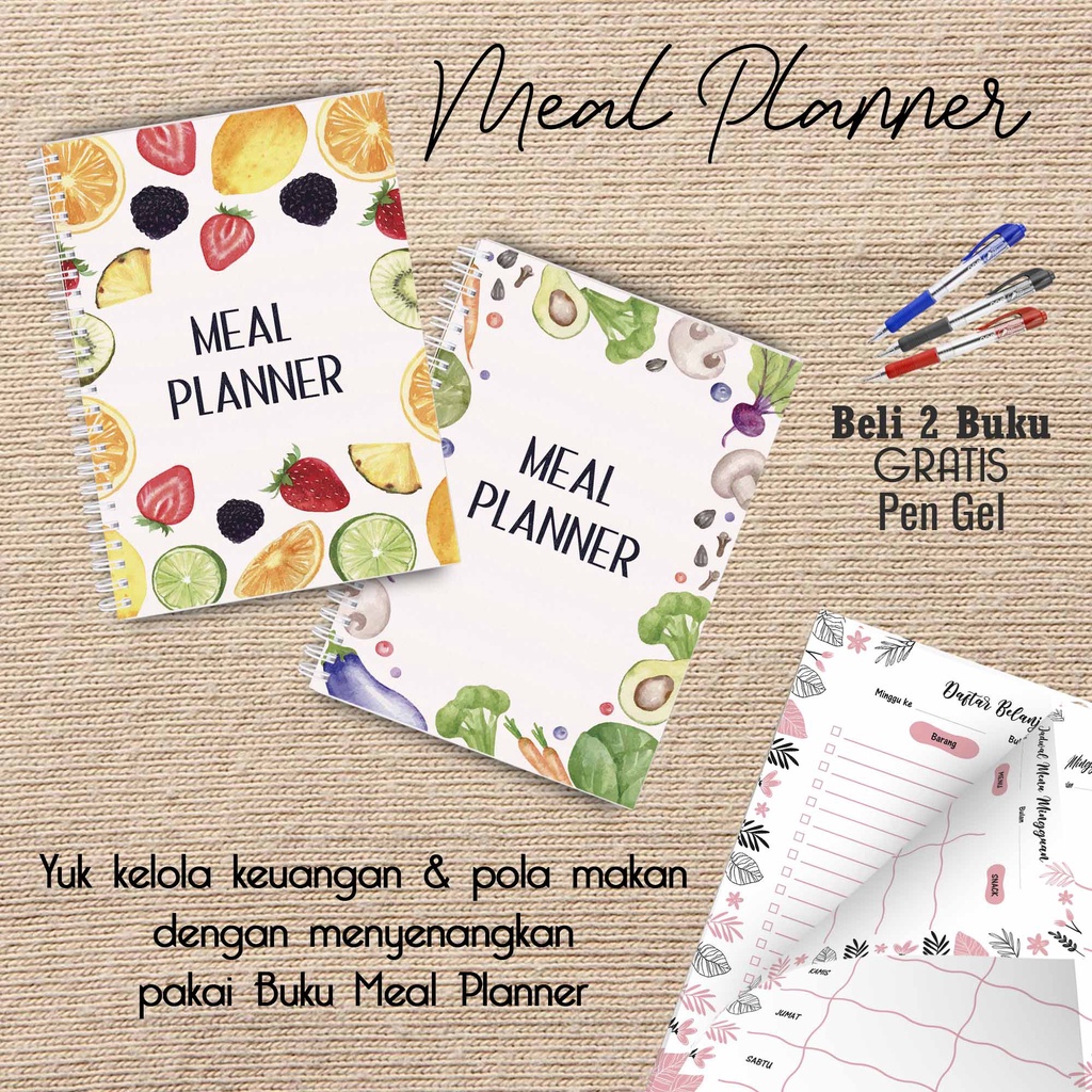 

Artomaringi Meal Planner / Jadwal Menu Hemat Harian Beli 2 Buku Gratis Pen Gel Kode MP17