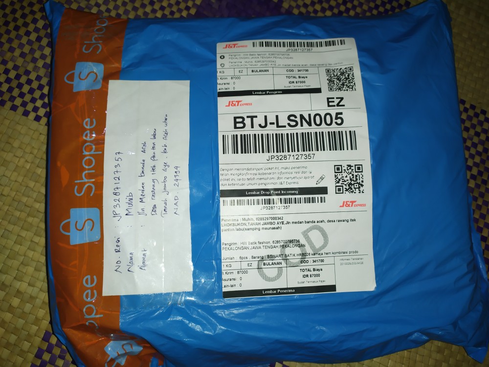 Kemeja Batik Lengan Pendek Hem Kombinasi Prodo Bahan Katun Seragam Murah Pekalongan M L Xl