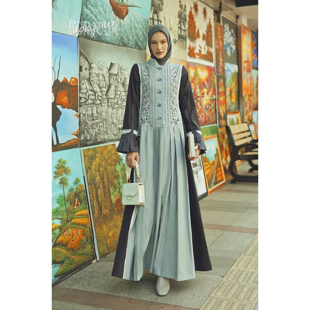 TUNEECA - GAMIS DRESS BUSANA WANITA MUSLIMA BRANDED PREMIUM TUNEECA  BONJOUR  SERI TUNEECA TUNEECA M