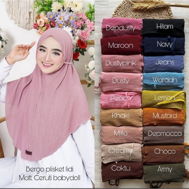 Kayla Store-KERUDUNG INSTAN BERGO PLISKET LIDI-JILBAB INSTAN PLISKET LIDI HITS