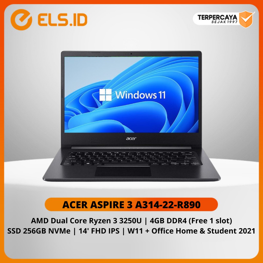 Jual Laptop Acer Aspire 3 A314-22-R890 AMD Ryzen 3 3250U 4GB 256GB W11 ...