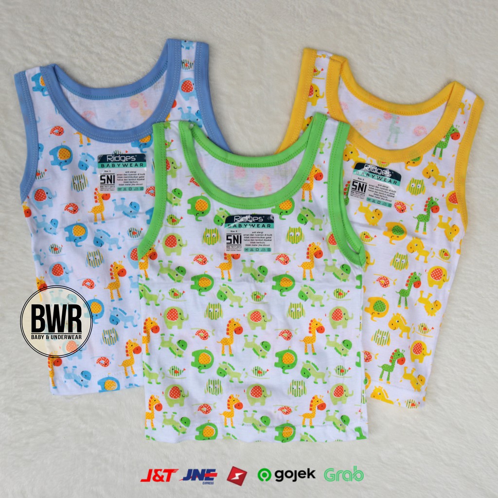 Singlet RIDGES Motif Tangtop Anak [ IV A5 - D5 ] Kaos Dalam Anak Kutung Sablon List Warna - Bwr