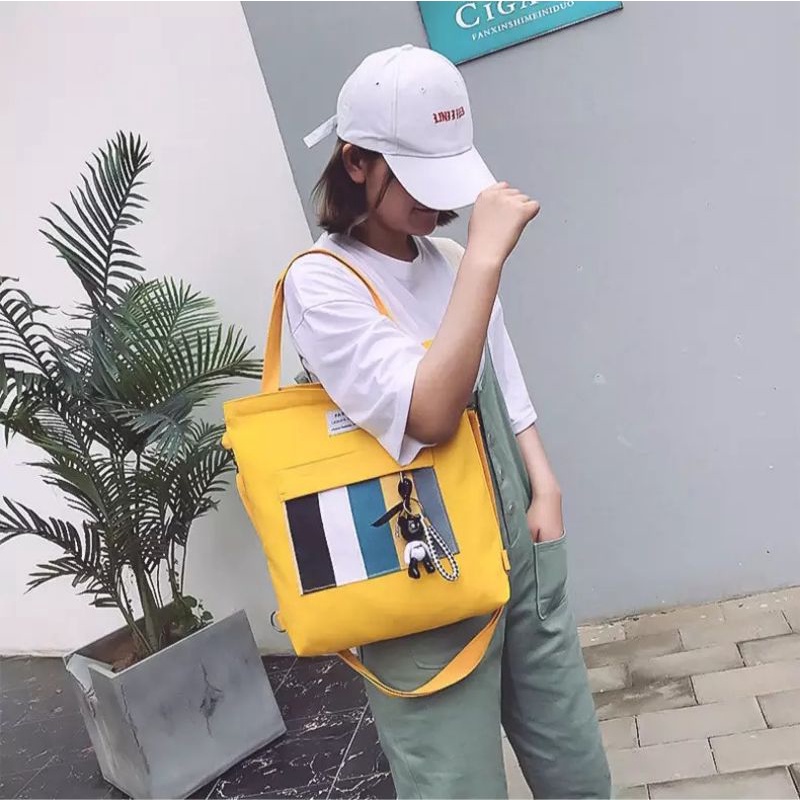 Totebag Wanita Resleting Kanvas Tote Bag Aesthetic Fashion Korea Murah