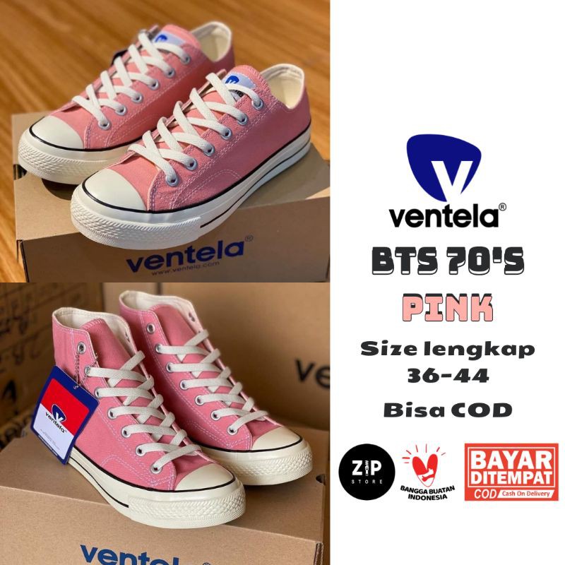 SEPATU VENTELA BTS 70'S PINK LOW HIGH ORIGINAL VENTELA BTS PINK SNEAKER VENTELA MERAH MUDA CEWEK