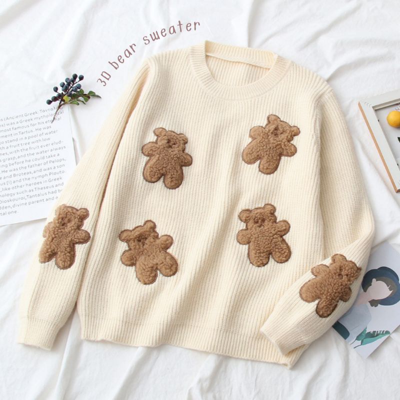 [hanna.black] Gumi 3d bear sweater/ sweater import premium oversize terbaru/ sweater rajut/ sweater 