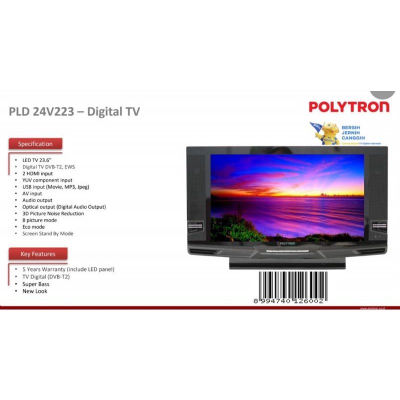 TV DIGITAL Tabung POLYTRON 24V223 24 Inch SPEAKER SUPER BASS