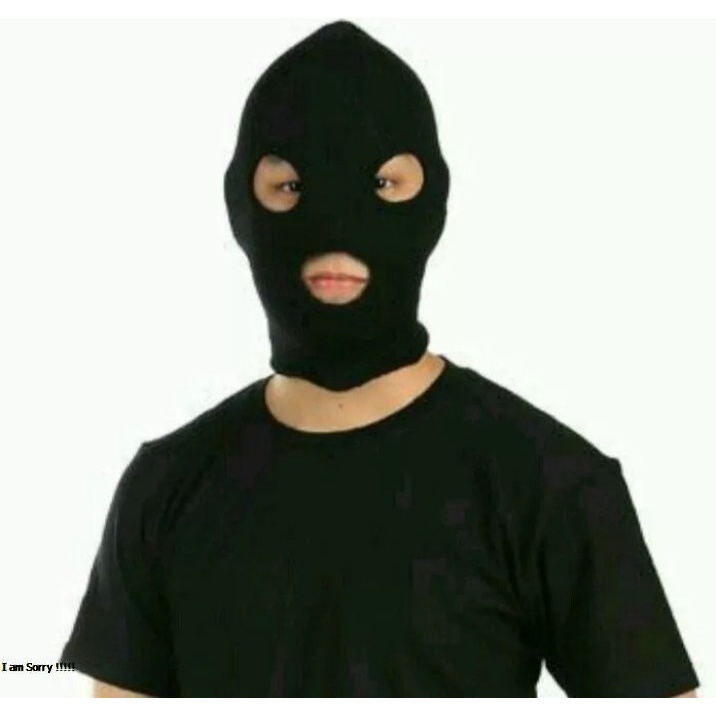 Kupluk Ninja Pria Dewasa Tebal Penutup Wajah Warna Hitam Topi Kupluk Sebo Ninja bolong 3 Salur