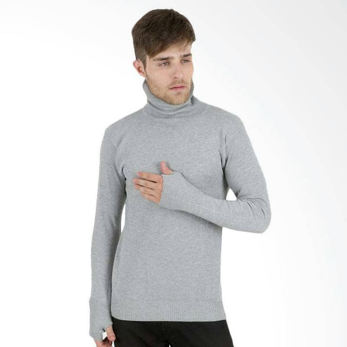 SB01  SWEATER PRIA LONGNECK GREY  atasan pria murah kekinian baju terbaru