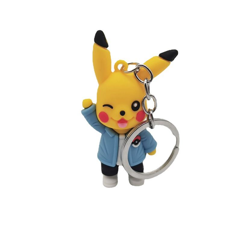 Pokemon Anime Pikachu Doll Keychain Bag Key Ring Pendant Accessories Wearing Sweater Short-sleeved Sleeping Bag Birthday Gifts