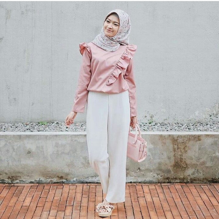  Celana  Kulot Scuba  Panjang Wanita Pants Cutbray Putih 