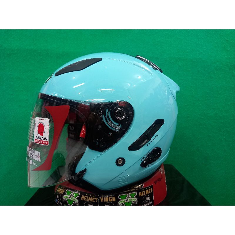 HELM KYT GALAXY FLAT R SOLID AQUA BLUE DOUBLE VISOR