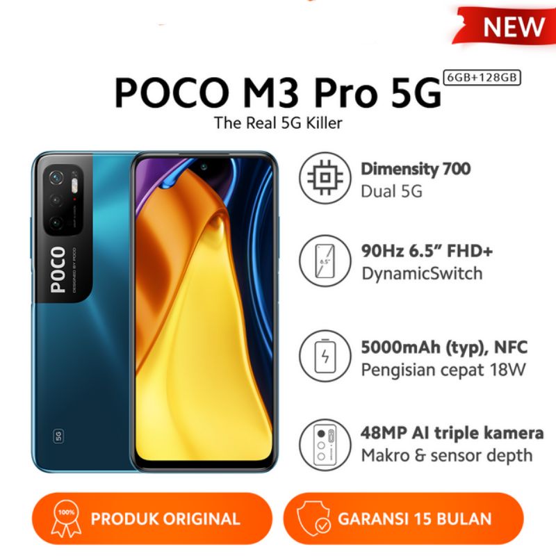 xiaomi poco M3 & M3 PRO 5G garansi resmi imei terdaftar-BLUE PRO 5G