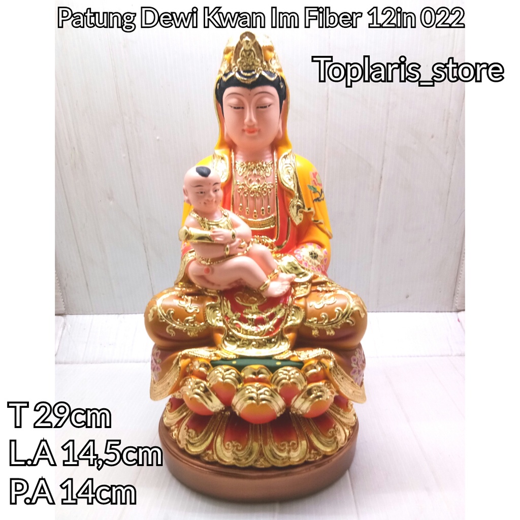 Patung Dewi kwan im fiber 12in