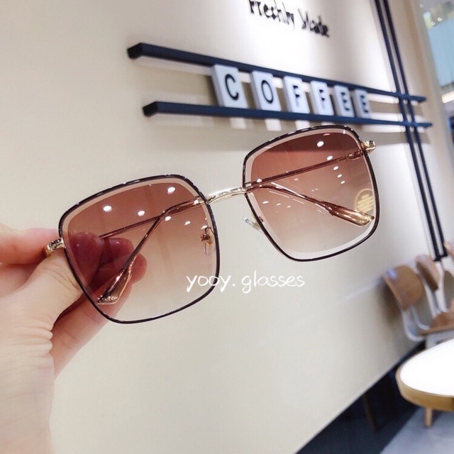 Kacamata Wanita Pria Premium Fashion Kotak Metal Korean UV Sunglasses-2