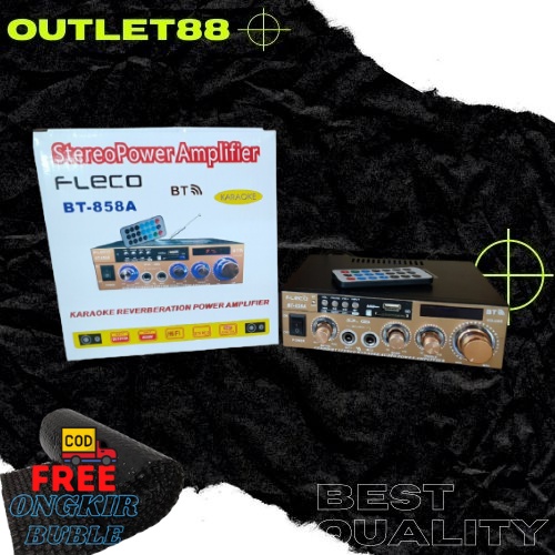 Amplifier Fleco BT 858A Bluetooth Ac dan Dc Power Ampli Subwoofer Stereo Wireless Fleco BT 858A Ori