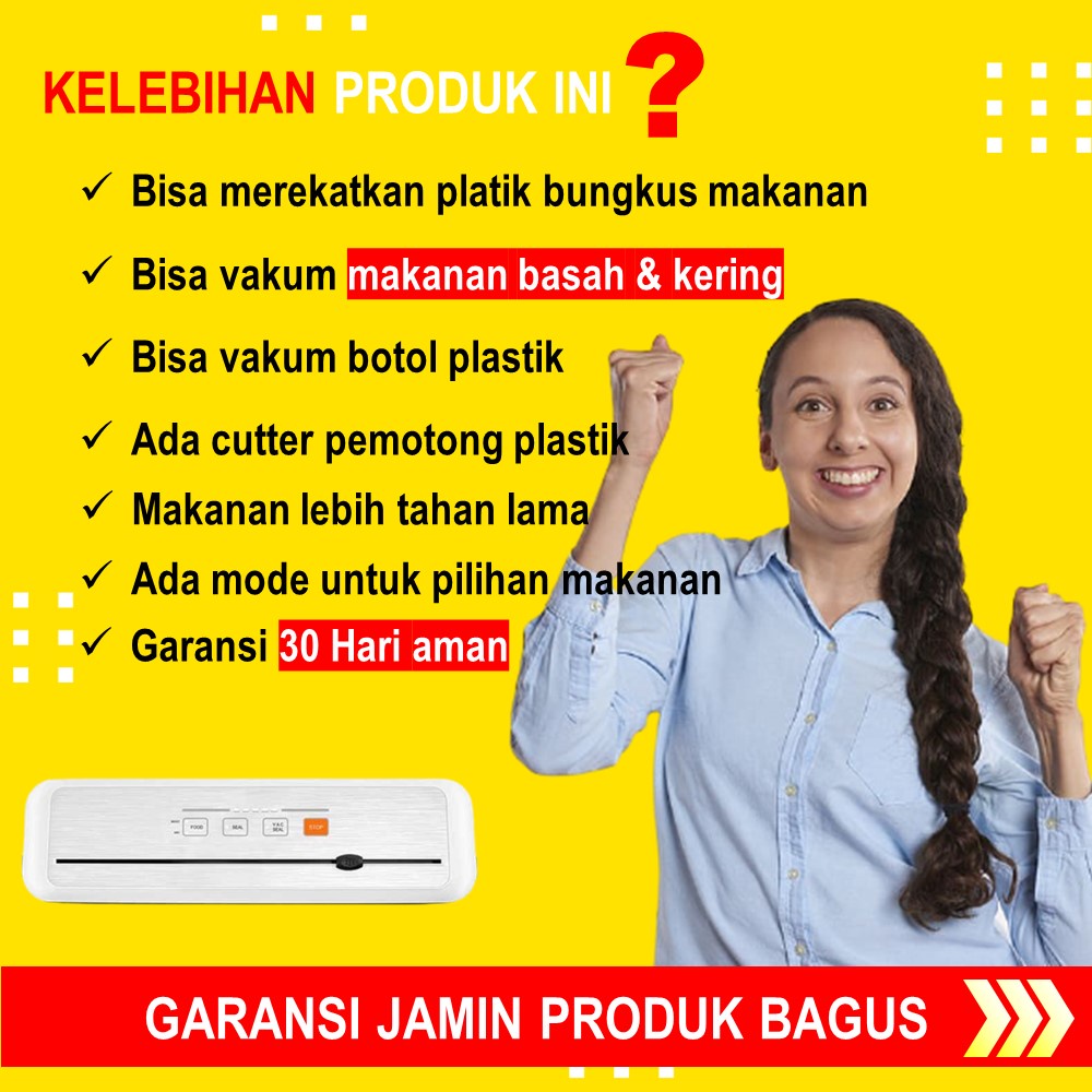 ALAT PRESS PLASTIK VACUM VACUUM SEALER MAKANAN BASAH DAN KERING VAKUM SELER PLASTIK 30CM MESIN PRES PALASTIK 30M FOOD FROZEN MINI OTOMATIS JS166