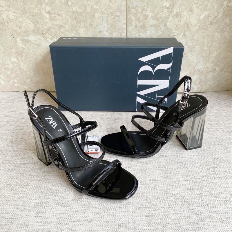 zara heels 9cm glass heels