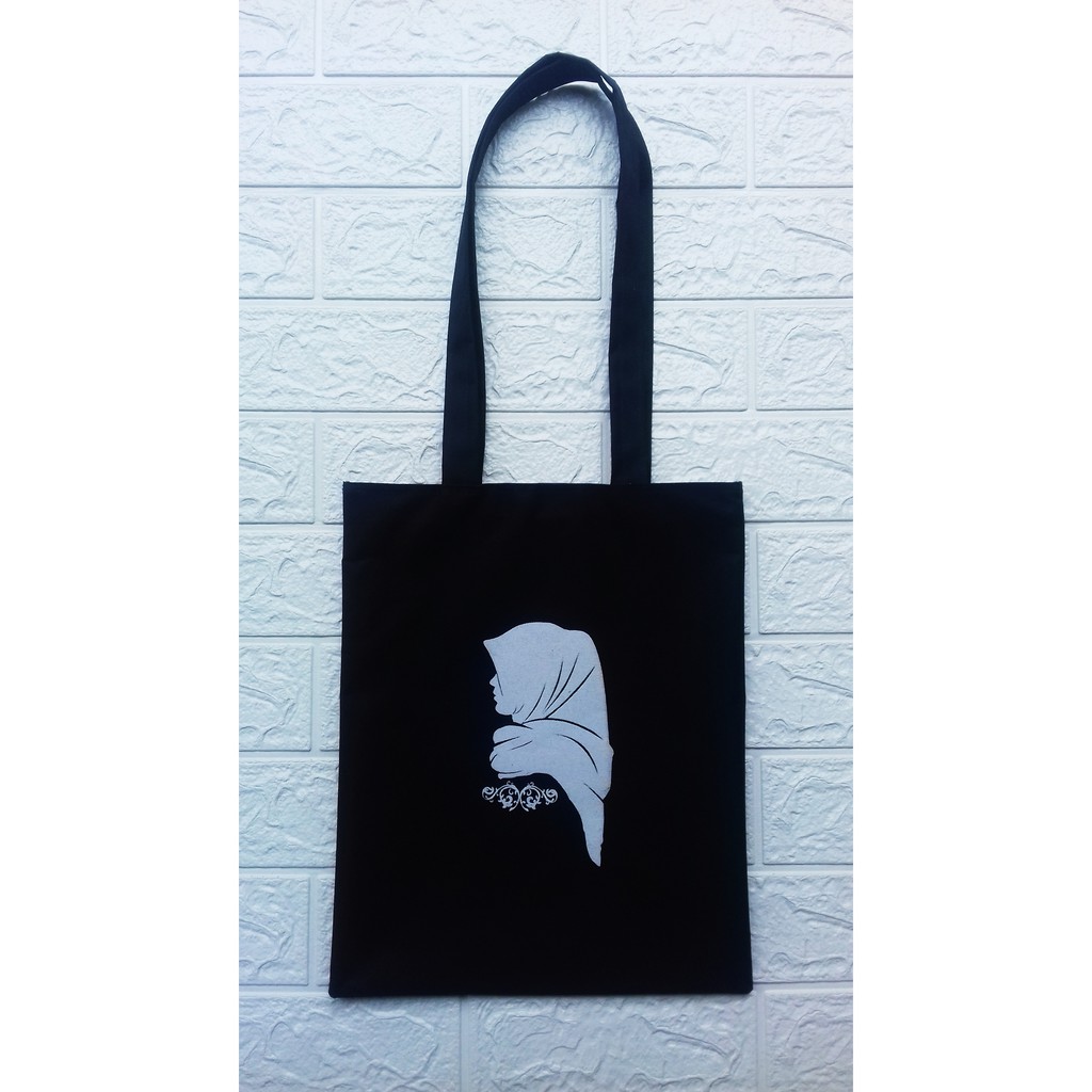 Totebag kanvas hitam putih murah (Dinier)