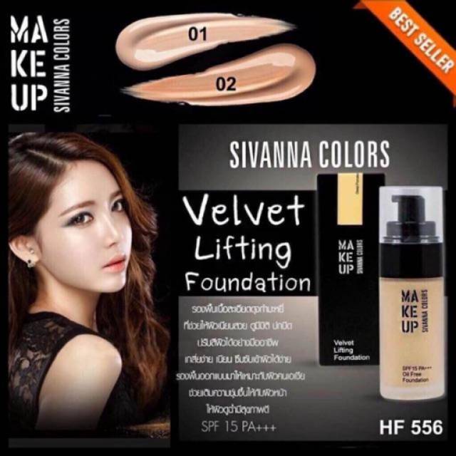 SIVANNA COLORS Makeup Velvet Lifting Foundation SPF 15+++ Oil Free Waterproof #HF556 Thailand